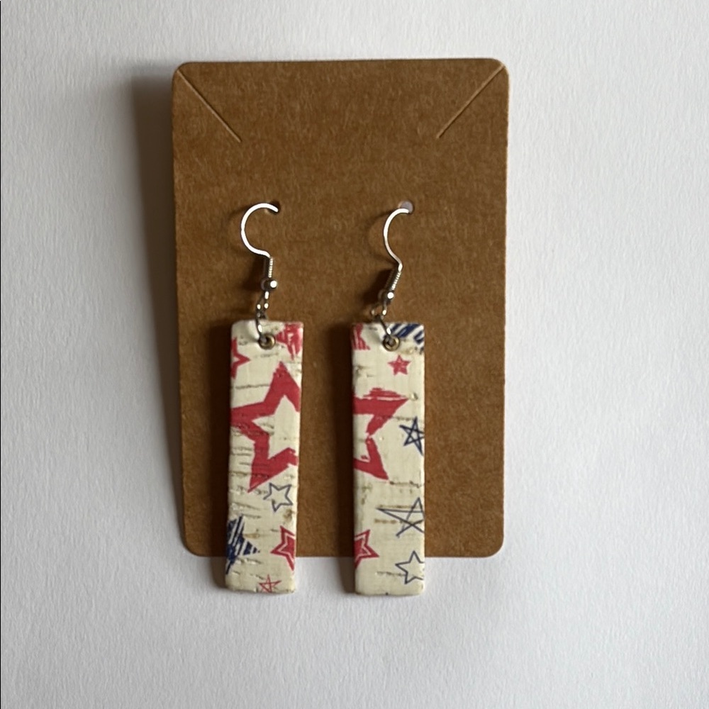 Red and Blue Floral Dangle Earrings